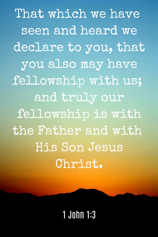 That which we have seen and heard we declare to you, that you also may have fellowship with us; and truly our fellowship is with the Father and with His Son Jesus Christ. - 1 John 1:3