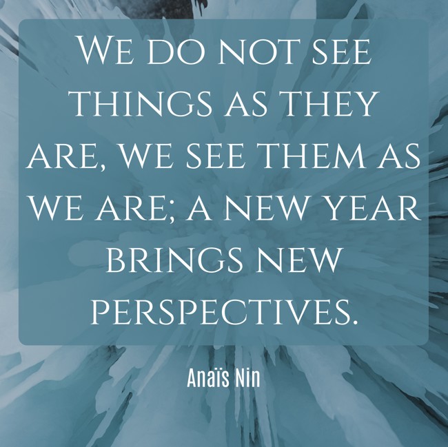 We do not see things as they are, we see them as we are; a new year brings new perspectives. - Anaïs Nin