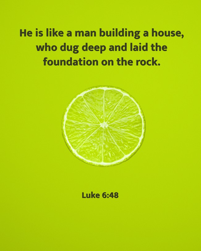 He is like a man building a house, who dug deep and laid the foundation on the rock. - Luke 6:48