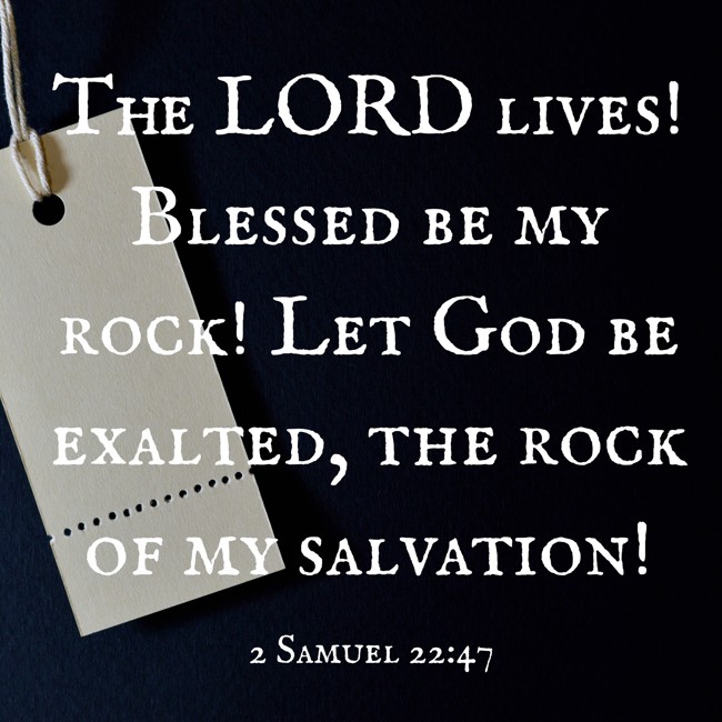 The LORD lives! Blessed be my rock! Let God be exalted, the rock of my salvation! - 2 Samuel 22:47