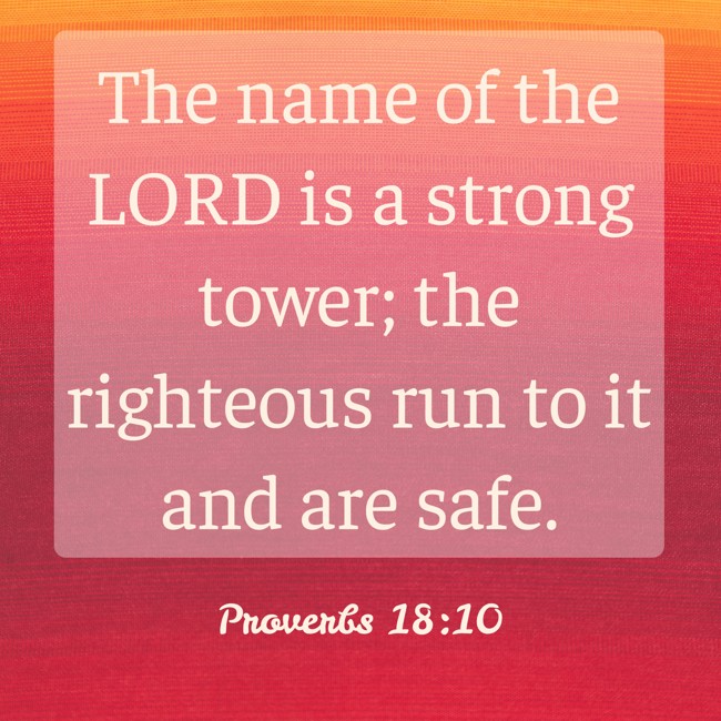 The name of the LORD is a strong tower; the righteous run to it and are safe. - Proverbs 18:10