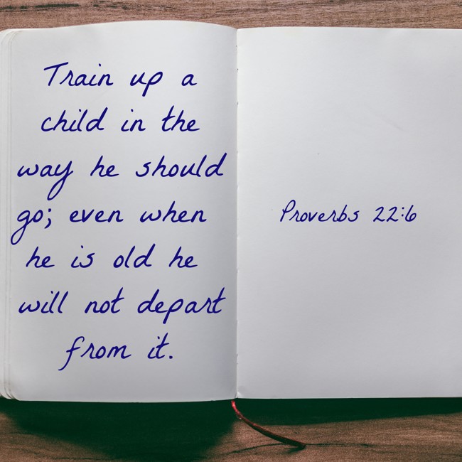  Train up a child in the way he should go; even when he is old he will not depart from it.   - Proverbs 22:6 