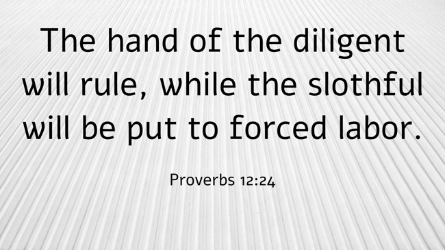 The hand of the diligent will rule, while the slothful will be put to forced labor. - Proverbs 12:24