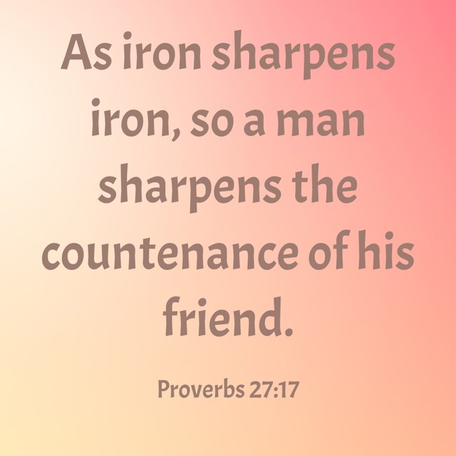 As iron sharpens iron, so a man sharpens the countenance of his friend. - Proverbs 27:17