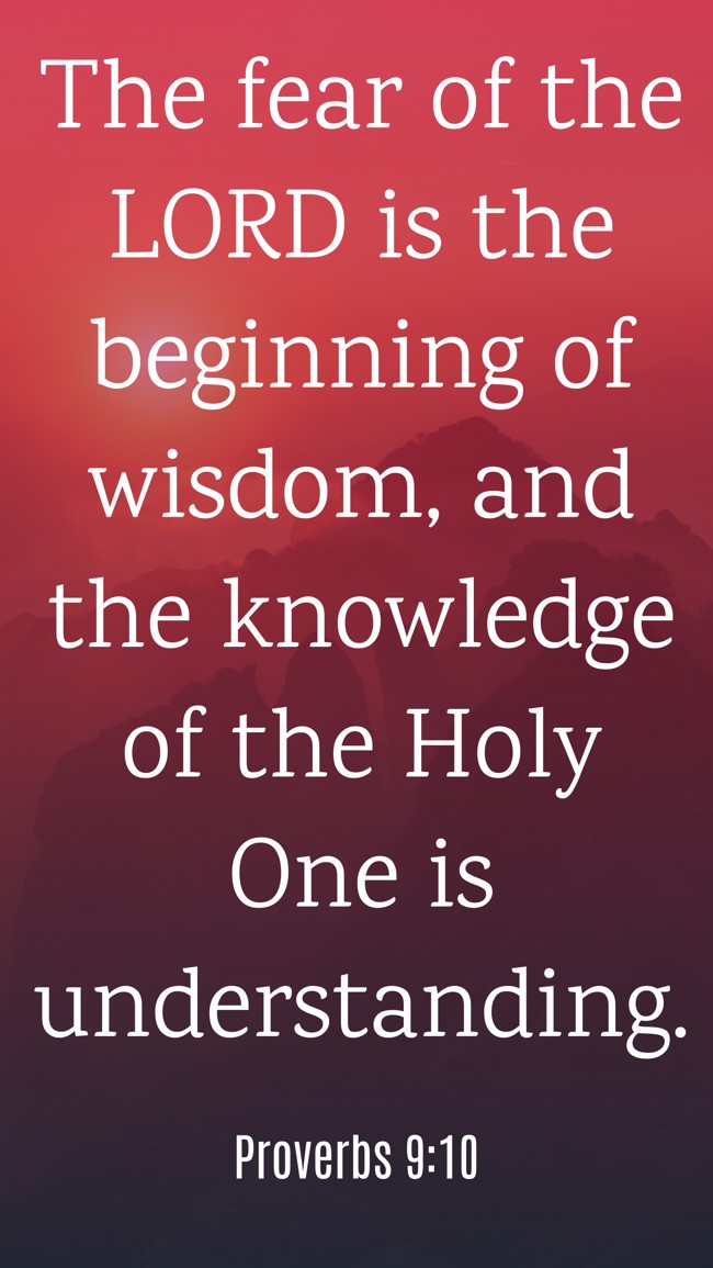 The fear of the LORD is the beginning of wisdom, and the knowledge of the Holy One is understanding. - Proverbs 9:10