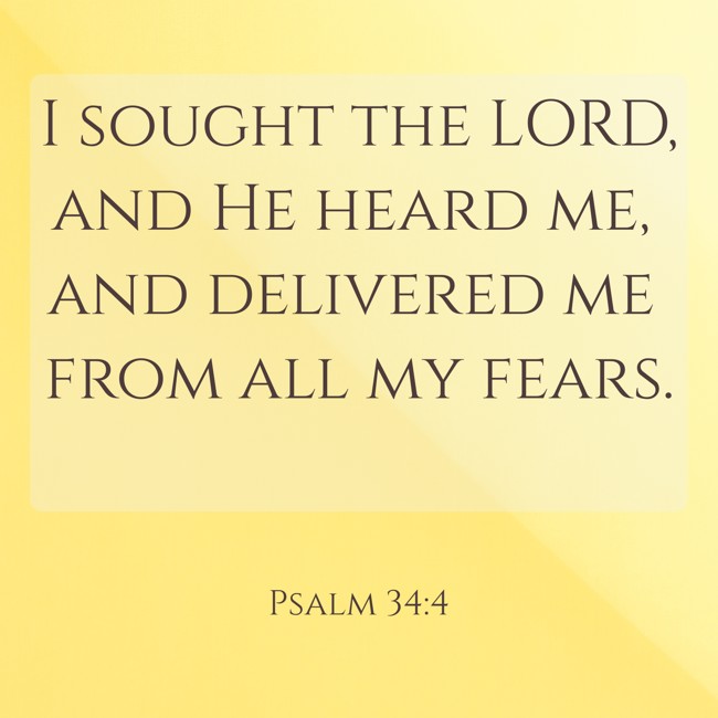 I sought the LORD, and He heard me, and delivered me from all my fears. - Psalm 34:4