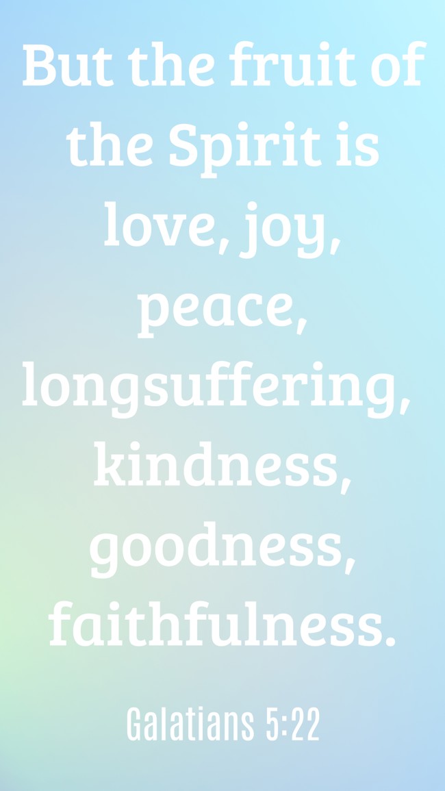But the fruit of the Spirit is love, joy, peace, longsuffering, kindness, goodness, faithfulness. - Galatians 5:22
