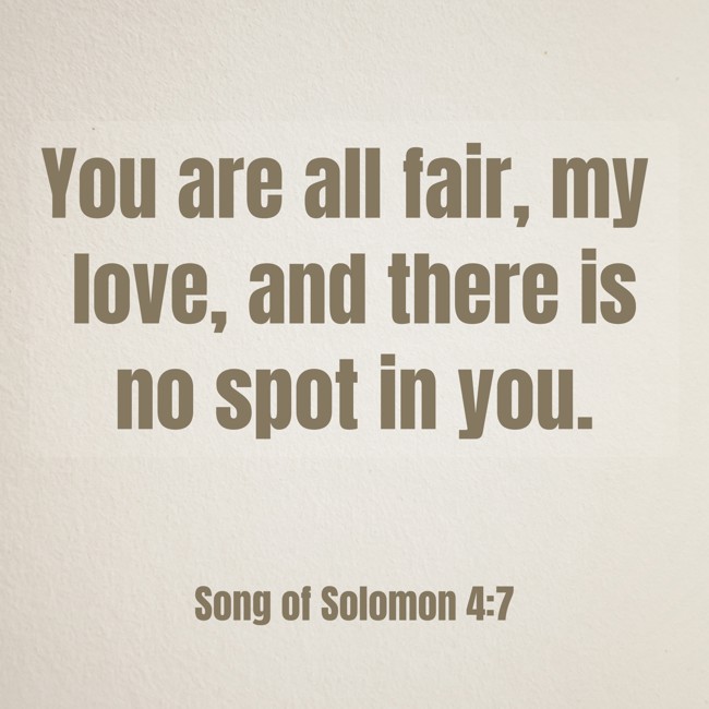 You are all fair, my love, and there is no spot in you. - Song of Solomon 4:7
