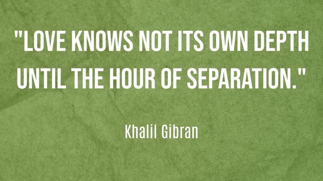 Love knows not its own depth until the hour of separation. - Khalil Gibran