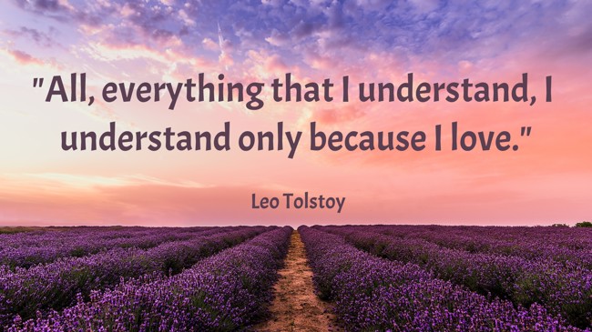 All, everything that I understand, I understand only because I love. - Leo Tolstoy