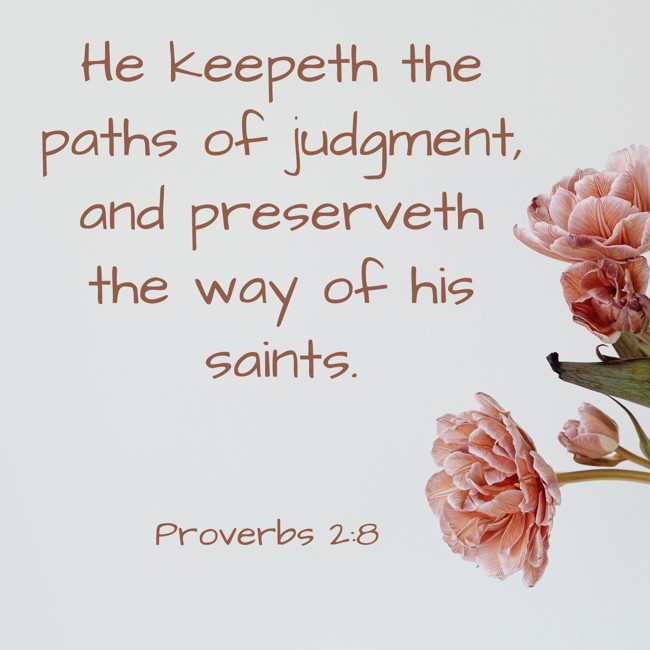 He keepeth the paths of judgment, and preserveth the way of his saints. - Proverbs 2:8