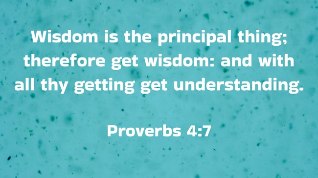 Wisdom is the principal thing; therefore get wisdom: and with all thy getting get understanding. - Proverbs 4:7