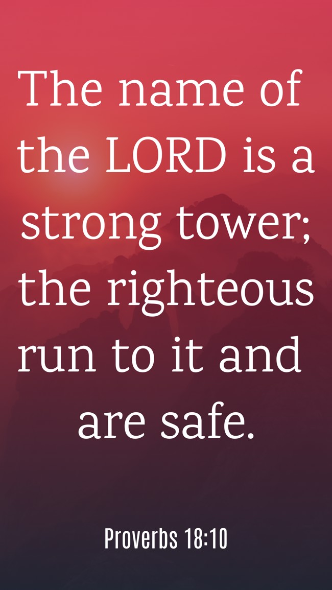 The name of the LORD is a strong tower; the righteous run to it and are safe. - Proverbs 18:10