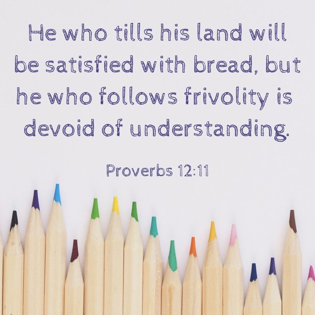 He who tills his land will be satisfied with bread, but he who follows frivolity is devoid of understanding. - Proverbs 12:11