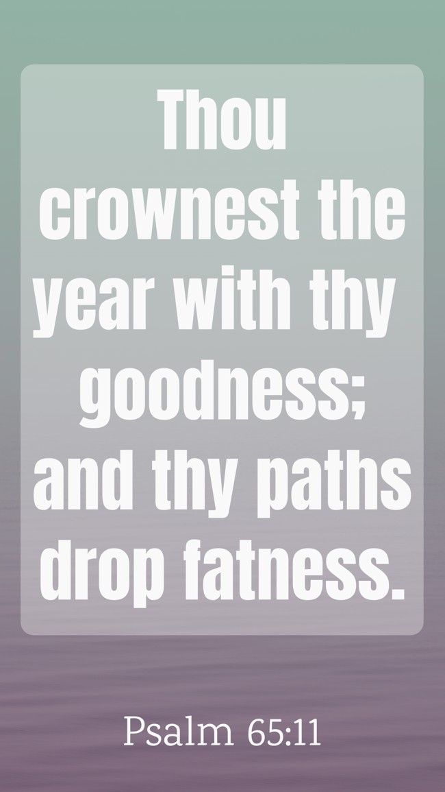 Thou crownest the year with thy goodness; and thy paths drop fatness. - Psalm 65:11
