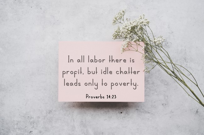 In all labor there is profit, but idle chatter leads only to poverty. - Proverbs 14:23
