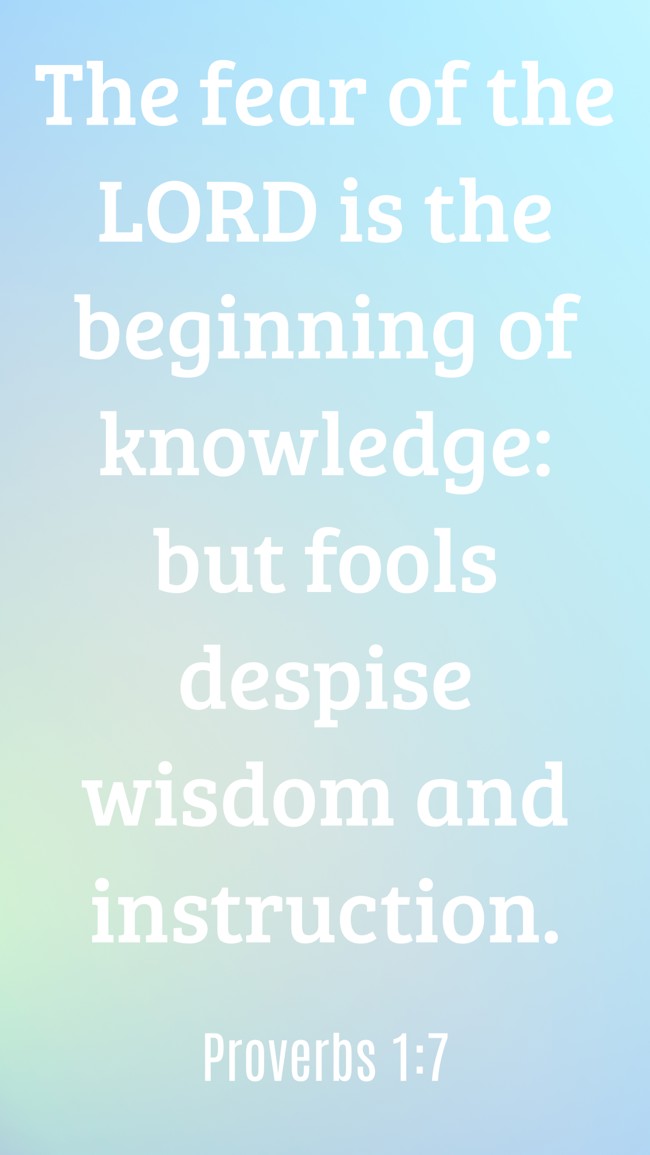 The fear of the LORD is the beginning of knowledge: but fools despise wisdom and instruction. - Proverbs 1:7