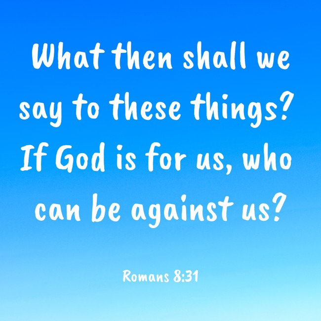 What then shall we say to these things? If God is for us, who can be against us? - Romans 8:31