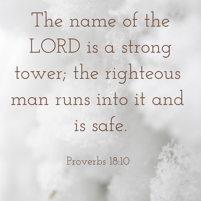 The name of the LORD is a strong tower; the righteous man runs into it and is safe. - Proverbs 18:10
