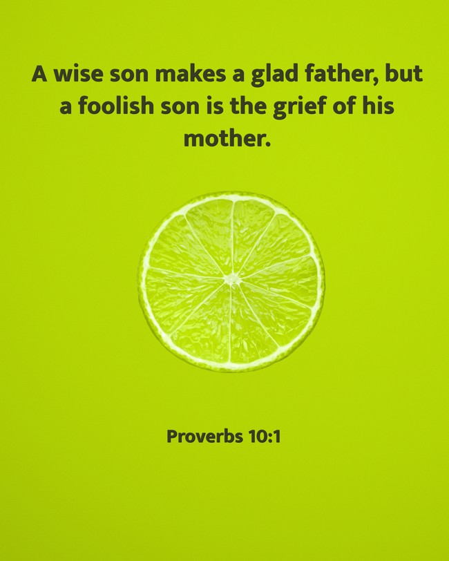 A wise son makes a glad father, but a foolish son is the grief of his mother. - Proverbs 10:1