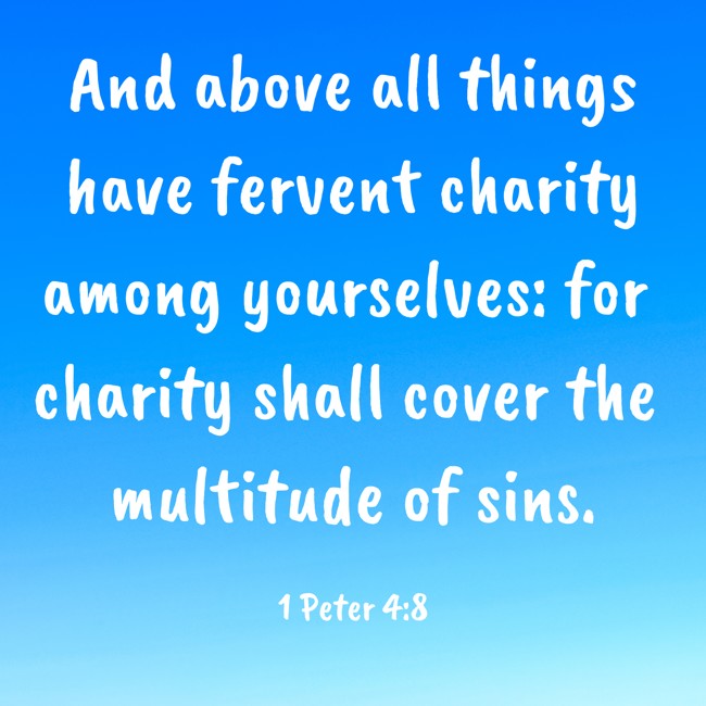 And above all things have fervent charity among yourselves: for charity shall cover the multitude of sins. - 1 Peter 4:8
