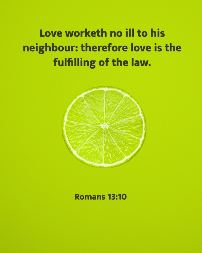 Love worketh no ill to his neighbour: therefore love is the fulfilling of the law. - Romans 13:10