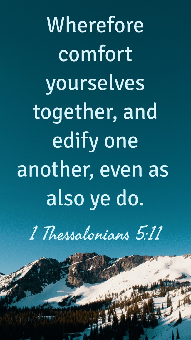 Wherefore comfort yourselves together, and edify one another, even as also ye do. - 1 Thessalonians 5:11