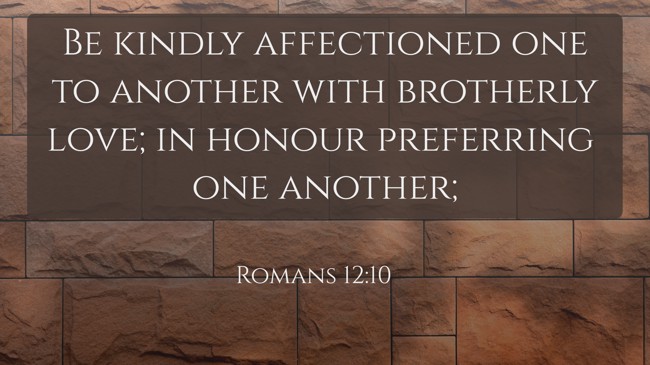 Be kindly affectioned one to another with brotherly love; in honour preferring one another; - Romans 12:10