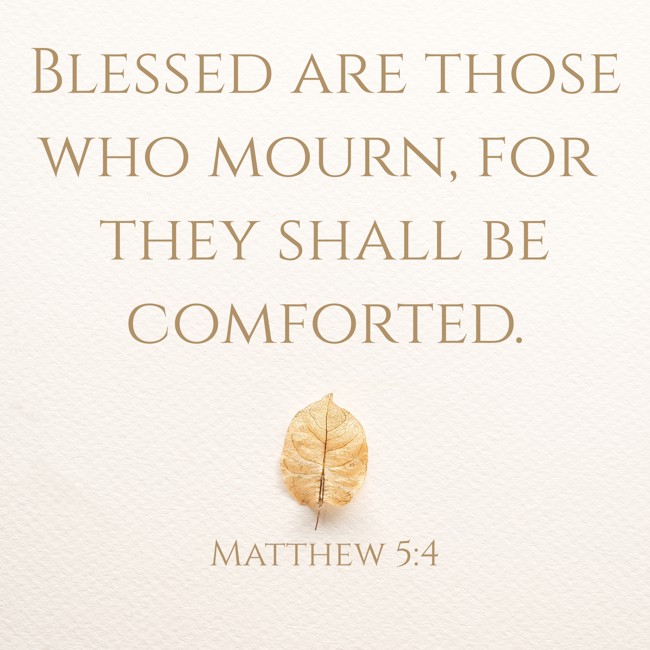 Blessed are those who mourn, for they shall be comforted. - Matthew 5:4