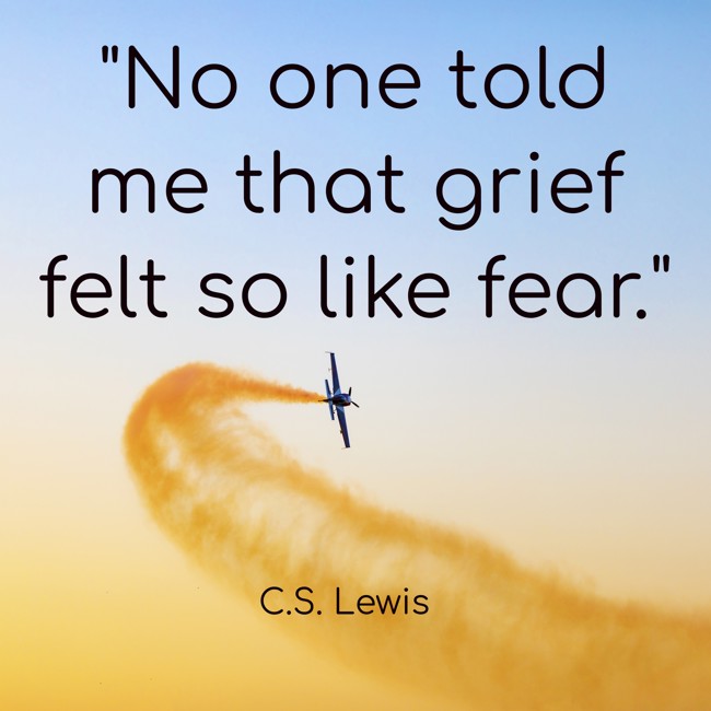 No one told me that grief felt so like fear. - C.S. Lewis