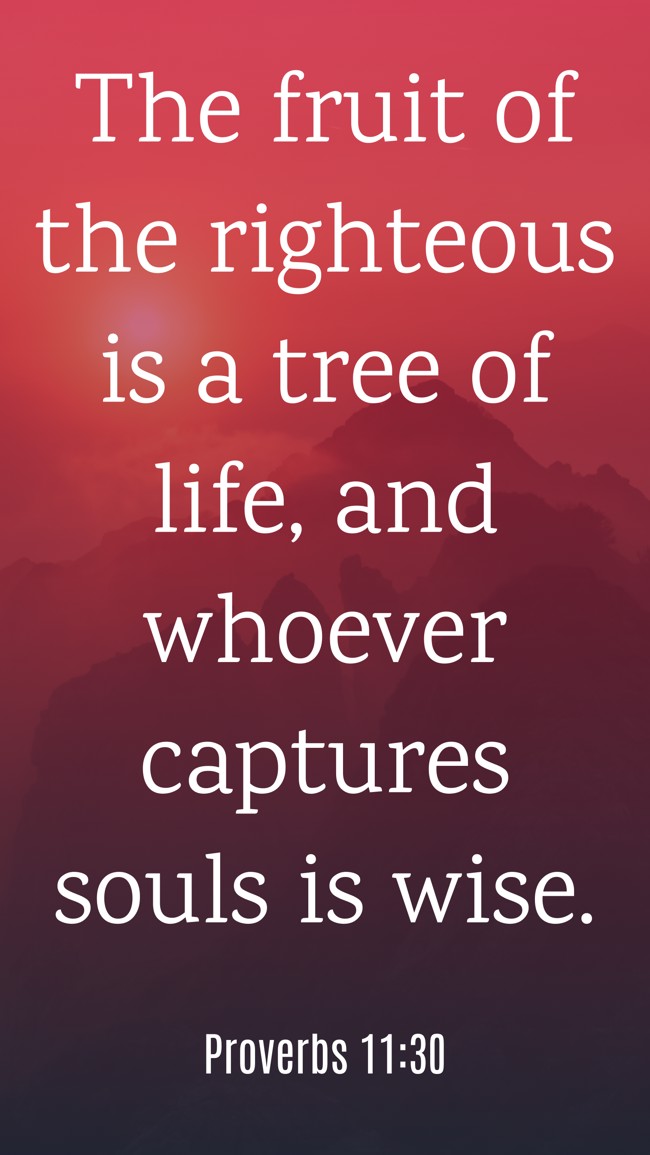 The fruit of the righteous is a tree of life, and whoever captures souls is wise. - Proverbs 11:30
