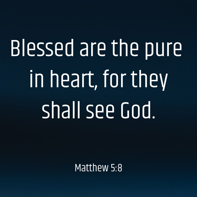 Blessed are the pure in heart, for they shall see God. - Matthew 5:8