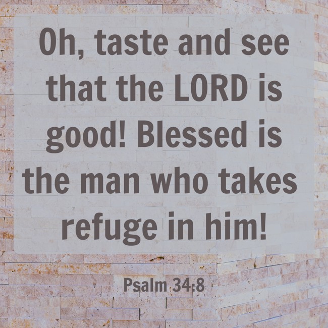 Oh, taste and see that the LORD is good! Blessed is the man who takes refuge in him! - Psalm 34:8