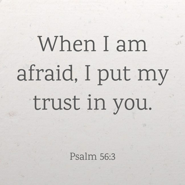 When I am afraid, I put my trust in you. - Psalm 56:3