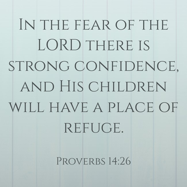 In the fear of the LORD there is strong confidence, and His children will have a place of refuge. - Proverbs 14:26