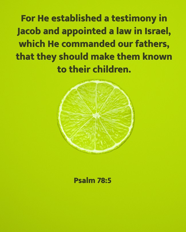For He established a testimony in Jacob and appointed a law in Israel, which He commanded our fathers, that they should make them known to their children. - Psalm 78:5