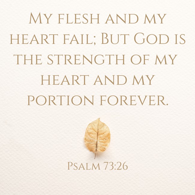  My flesh and my heart fail; But God is the strength of my heart and my portion forever.   - Psalm 73:26 