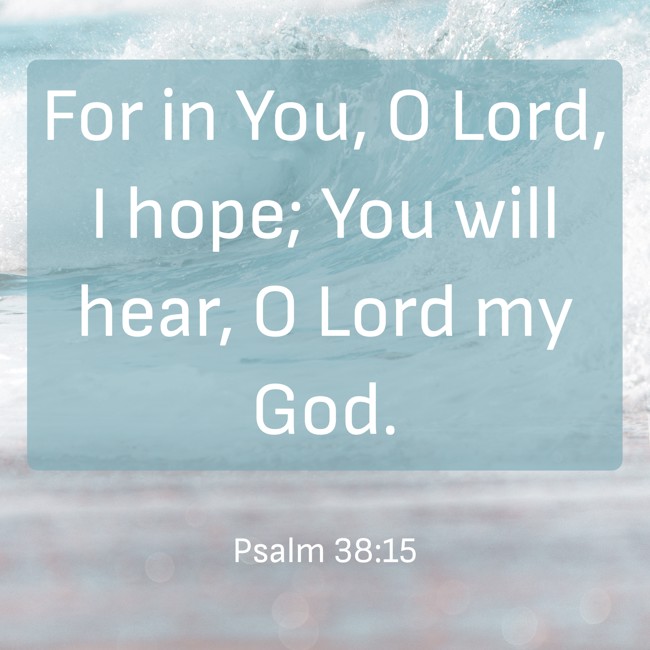  For in You, O Lord, I hope; You will hear, O Lord my God.   - Psalm 38:15 