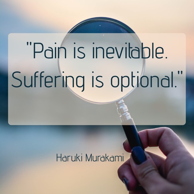  Pain is inevitable. Suffering is optional.   - Haruki Murakami 
