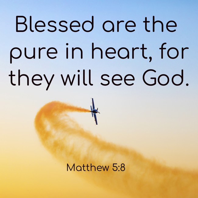 Blessed are the pure in heart, for they will see God. - Matthew 5:8