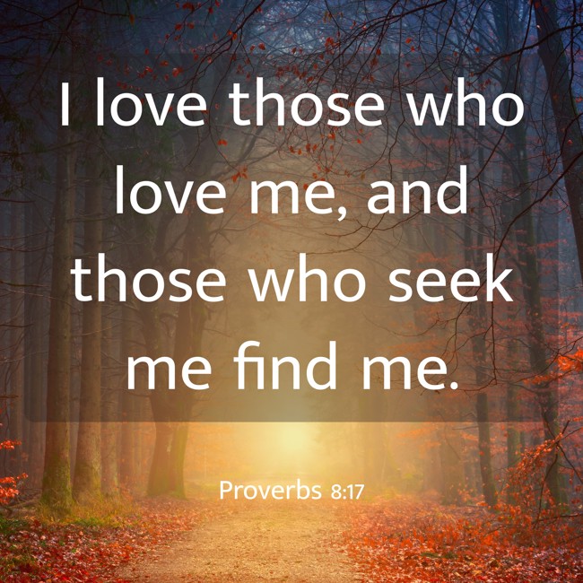 I love those who love me, and those who seek me find me. - Proverbs 8:17