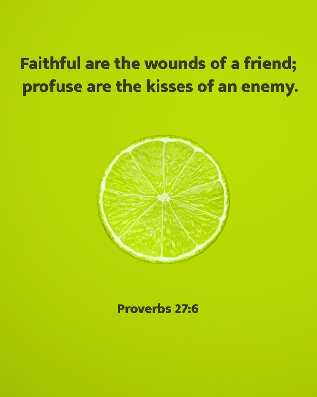Faithful are the wounds of a friend; profuse are the kisses of an enemy. - Proverbs 27:6