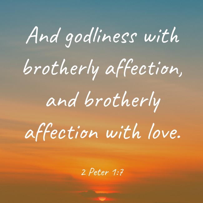 And godliness with brotherly affection, and brotherly affection with love. - 2 Peter 1:7