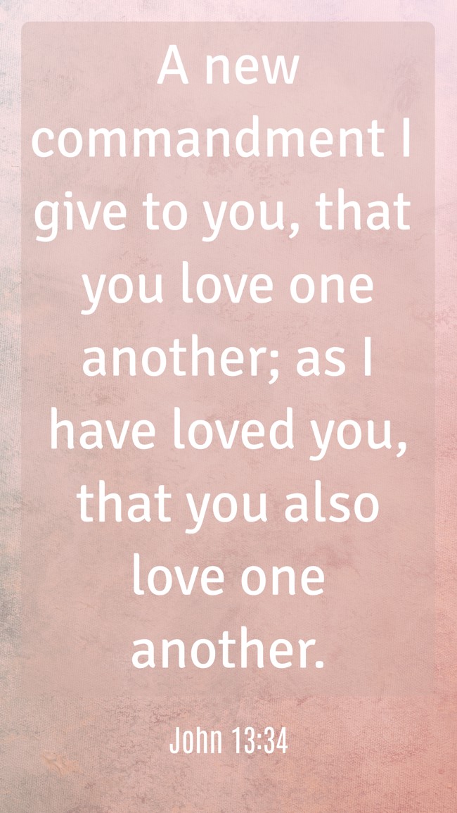 A new commandment I give to you, that you love one another; as I have loved you, that you also love one another. - John 13:34