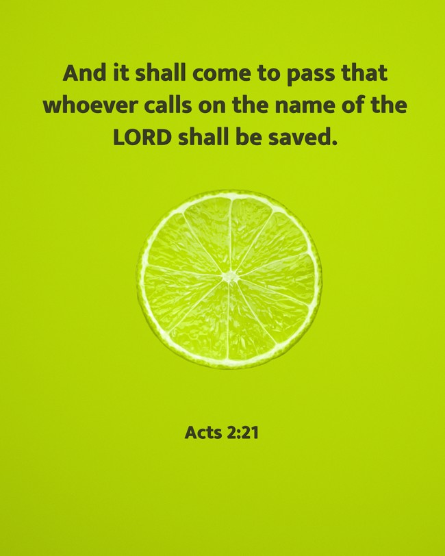 And it shall come to pass that whoever calls on the name of the LORD shall be saved. - Acts 2:21
