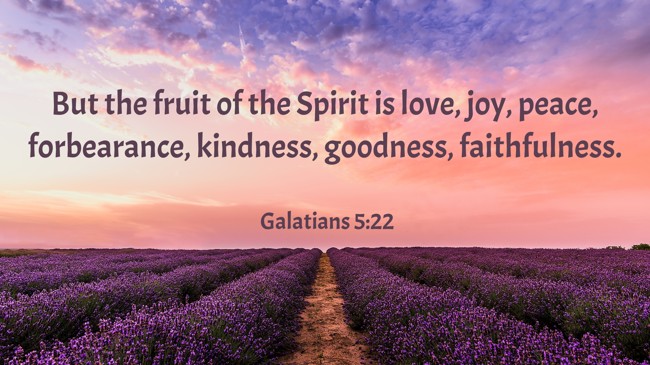 But the fruit of the Spirit is love, joy, peace, forbearance, kindness, goodness, faithfulness. - Galatians 5:22