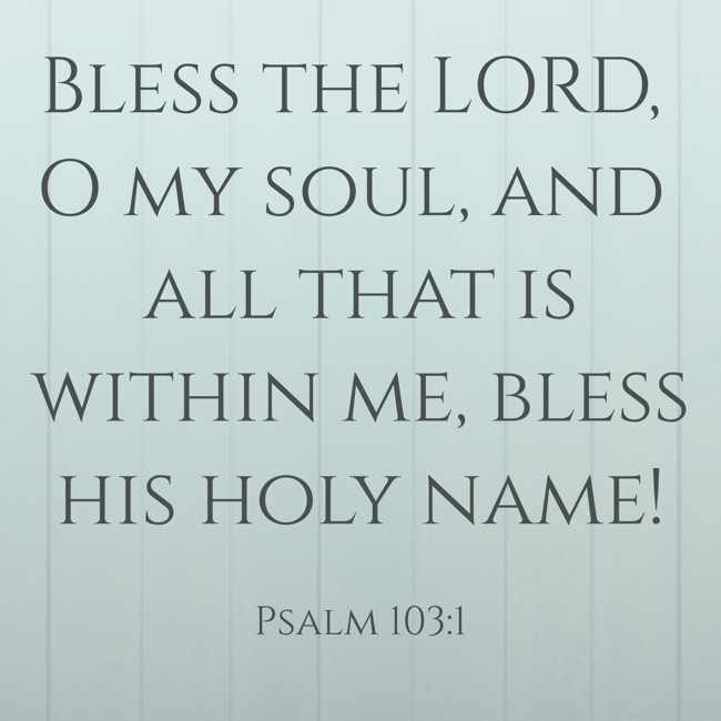 Bless the LORD, O my soul, and all that is within me, bless his holy name! - Psalm 103:1