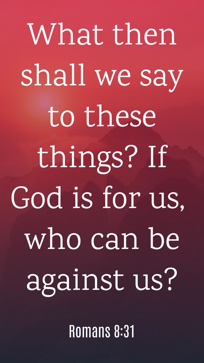 What then shall we say to these things? If God is for us, who can be against us? - Romans 8:31