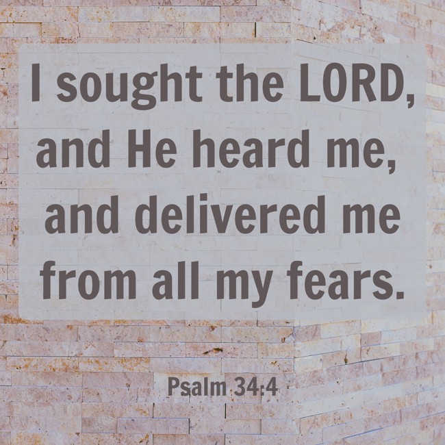 I sought the LORD, and He heard me, and delivered me from all my fears. - Psalm 34:4