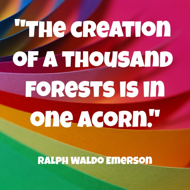 The creation of a thousand forests is in one acorn. - Ralph Waldo Emerson